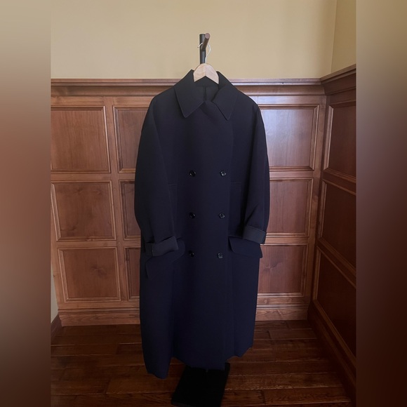 Toga Archives Coat Double-Breasted Neoprene Navy Size 10 US (40 French) - Picture 11 of 16